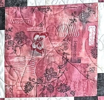 Quilted Throw, Blessings in Pink and Grey