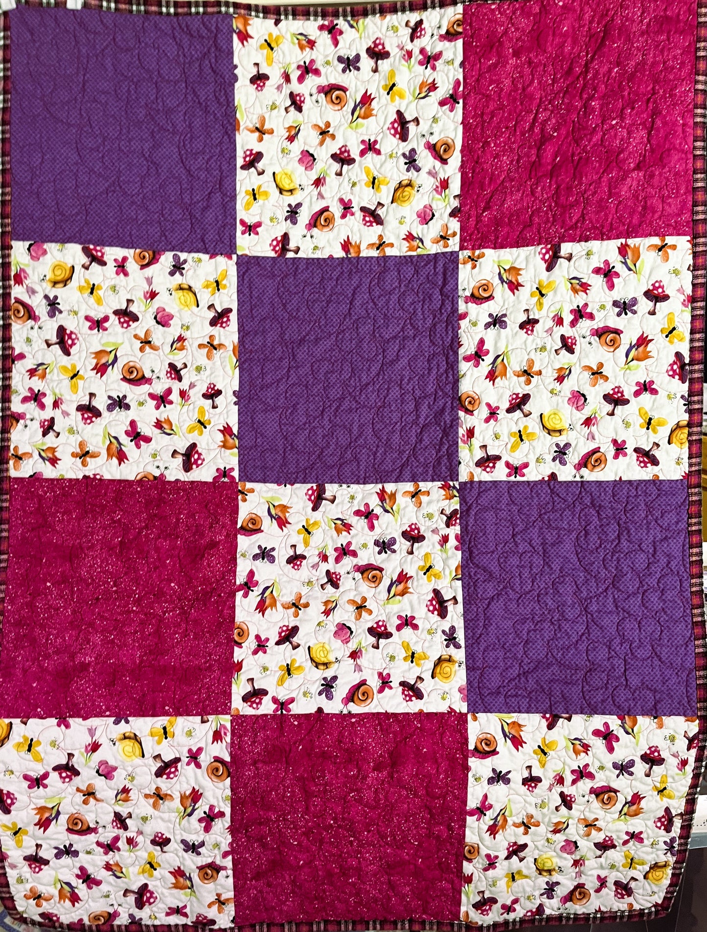 Baby Blanket, Pink and Purple Butterflies