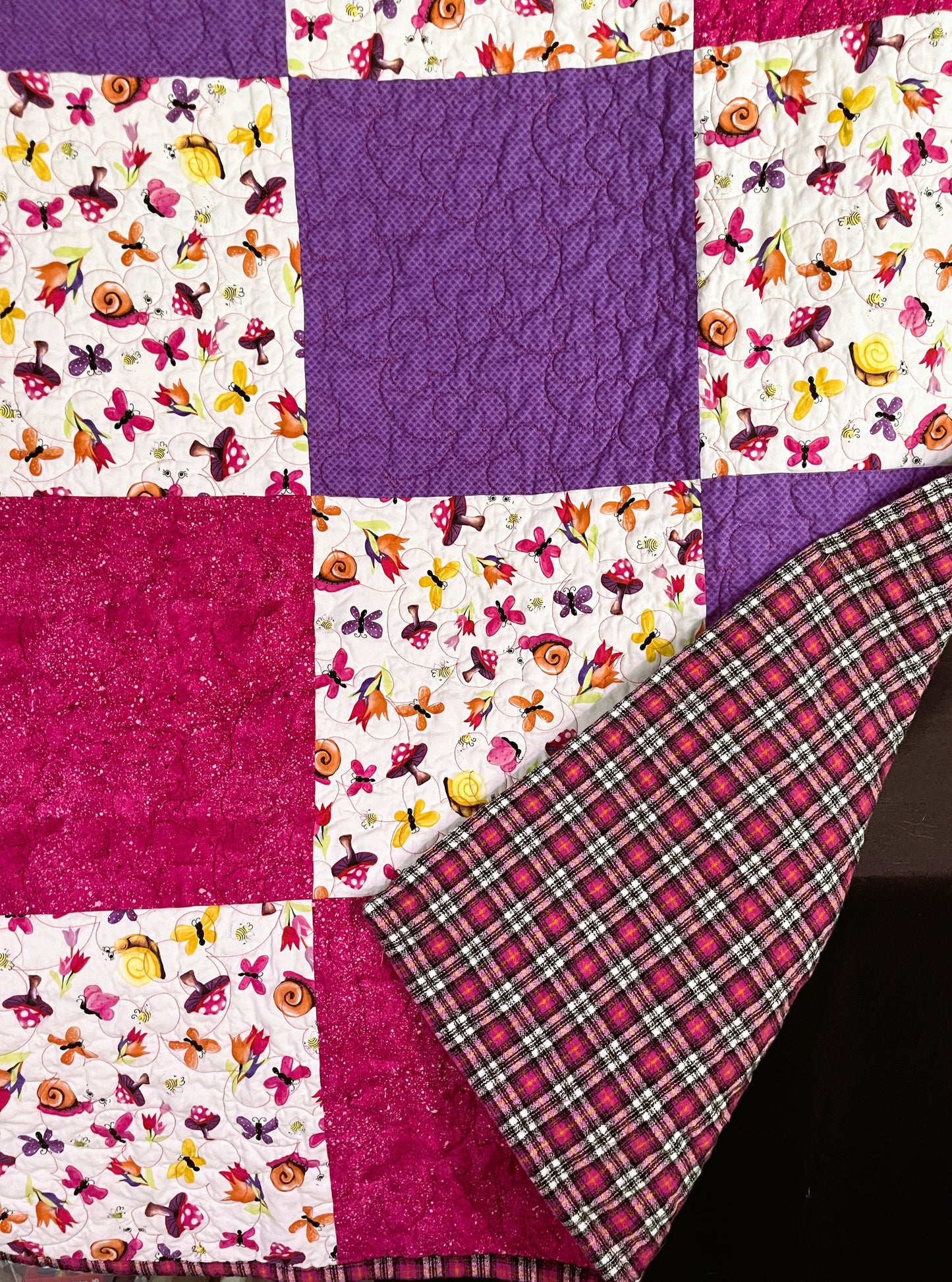 Baby Blanket, Pink and Purple Butterflies