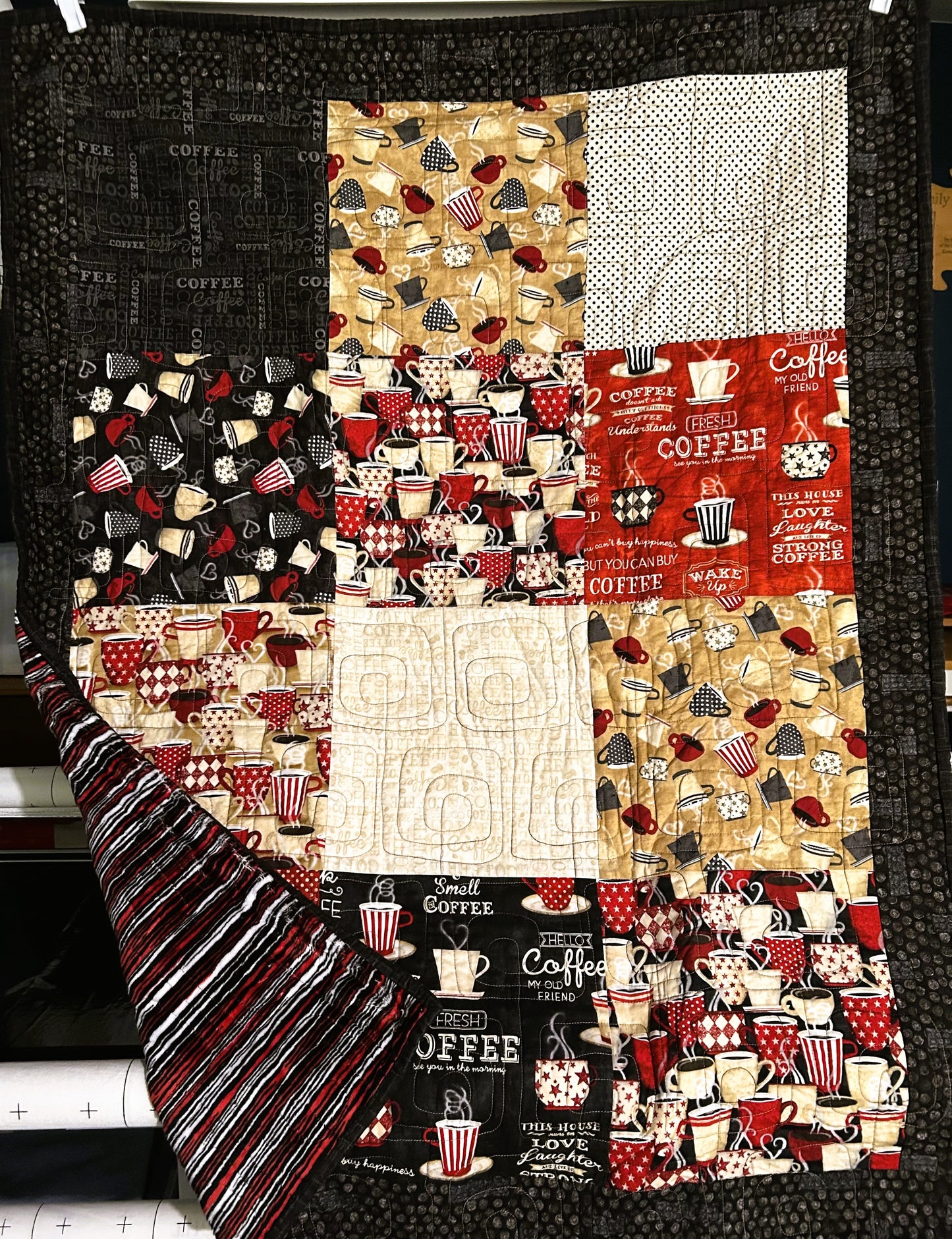 Quilted Lap Throw, Coffee Theme