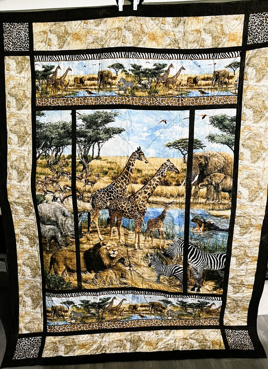 Quilted Oversize Throw, Safari