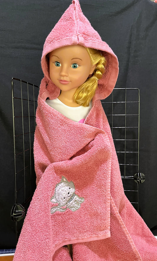 Hooded Towel, Pink with Kitty