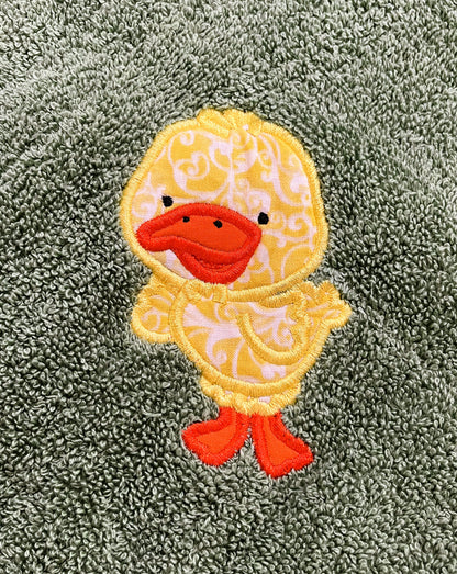 Hooded Towel, Green with Duck