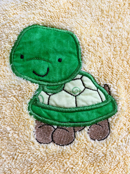 Hooded Towel, Yellow with Turtle