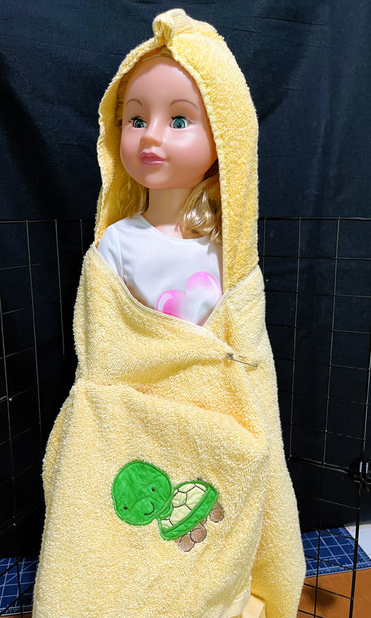 Hooded Towel, Yellow with Turtle