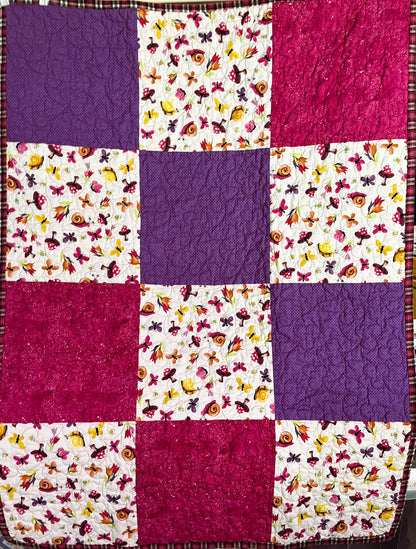 Baby Blanket, Pink and Purple Butterflies