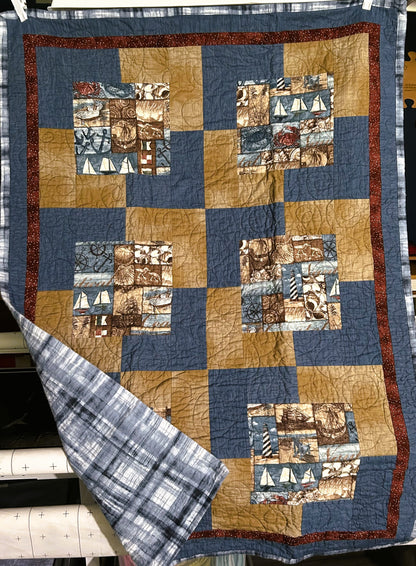 Quilted Lap Throw, Beach Theme