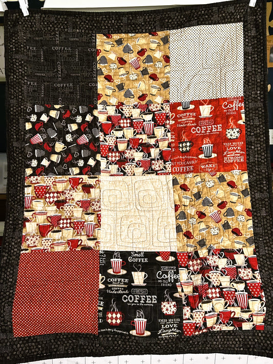 Quilted Lap Throw, Coffee Theme